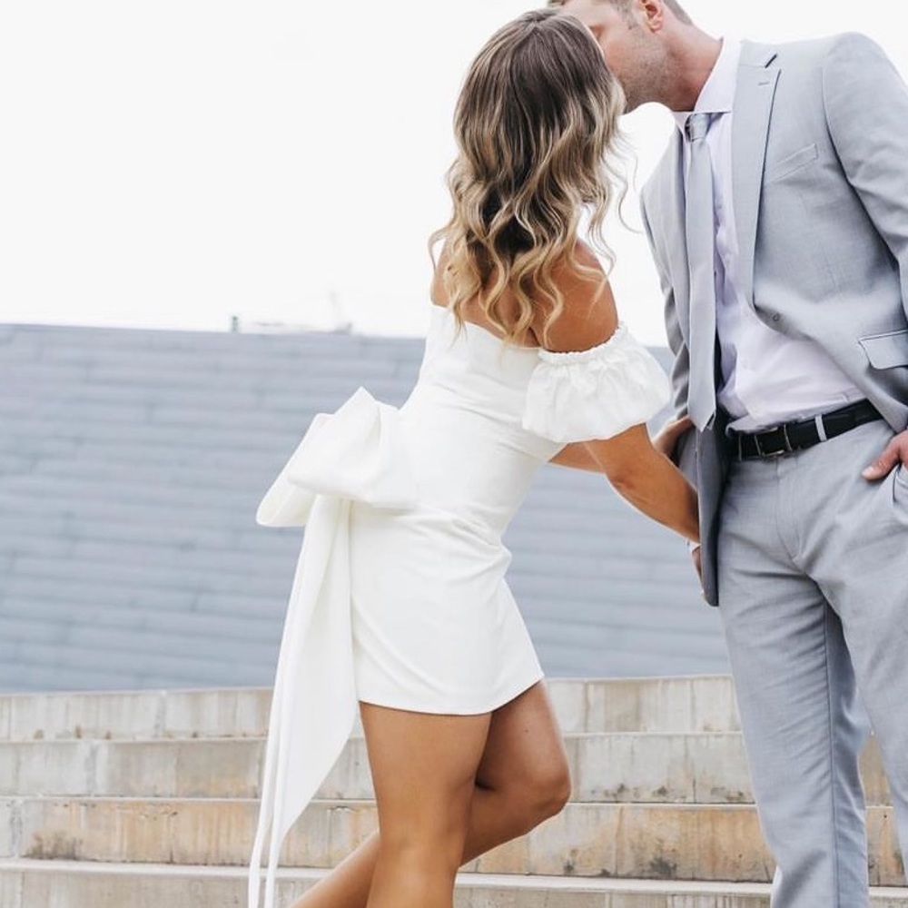 Nadine Merabi Emilee White Bow Dress